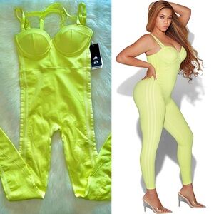 Adidas X IVY PARK Knit Catsuit Sz XS Yellow Tint